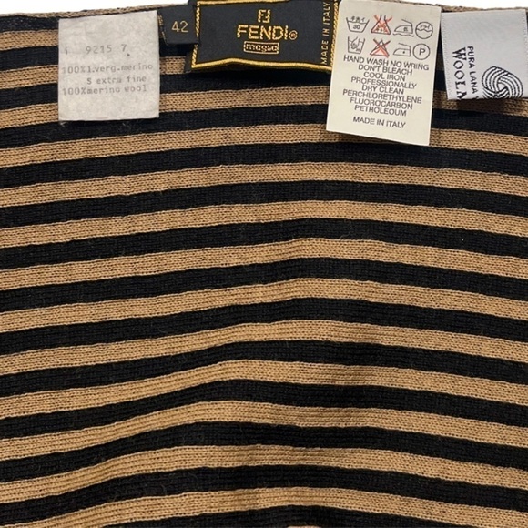 FENDI Zucca Print Wool 100% Scarf Beige Black - Picture 8 of 9